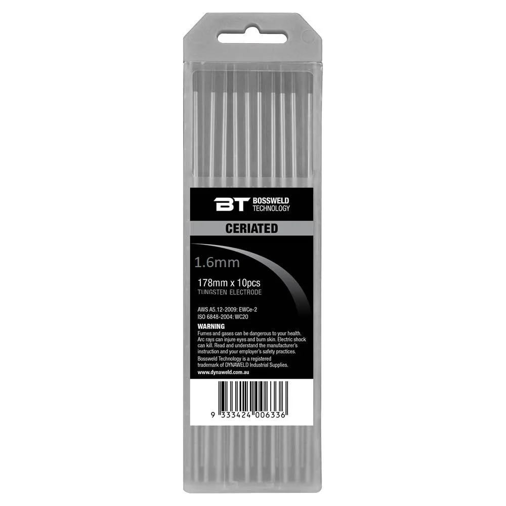 BT Ceriated Tungsten Electrodes 1.6mm x 178mm (Pkt 10) (900330)